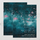 Turquoise & Roze Kosmische Spatten Bruiloft Kaart (Voorkant / Achterkant)