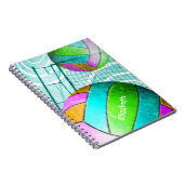 Turquoise roze limoen meisjes volleybal gepersonal notitieboek (Rechterzijde)