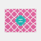 Turquoise & Roze monogram | Fleece Blanket Deken (Voorkant (Horizontaal))