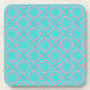 Turquoise Roze Mooie Cirkels Geometrisch Patroon Bier Onderzetter
