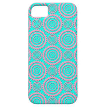 Turquoise Roze Mooie Cirkels Geometrisch Patroon