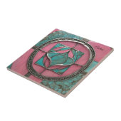 Turquoise & Roze Mozaïek Kunst Tegeltje (Zijkant)