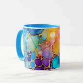 Turquoise roze perzik Paarse alcohol en inkt ontwe Mok (Voorkant links)