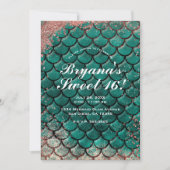 Turquoise & Roze Rose Goud Glitter Zeemeermin Swee Kaart (Voorkant)