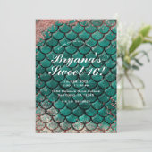 Turquoise & Roze Rose Goud Glitter Zeemeermin Swee Kaart (Staand voorkant)