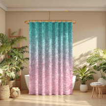 Turquoise & Roze Sparkling Faux Glitter Ombre