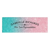 Turquoise & Roze Sparkling Faxu Glitter Naambadge (Voorkant)