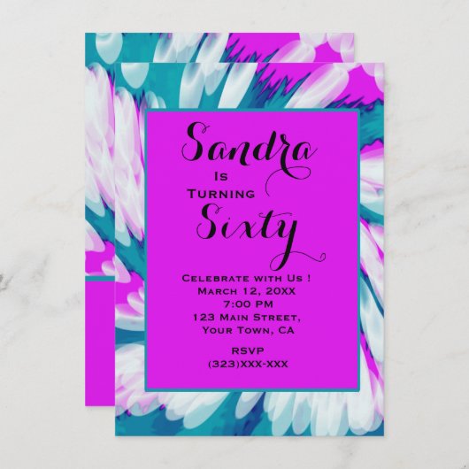 Turquoise Roze Tie Dye Swirl Verjaardag Kaart (Voorkant / Achterkant)