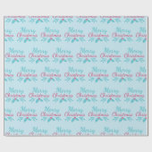 Turquoise & Roze Vrolijk Kerstfeest Naadloos Cadeaupapier (Vlak)