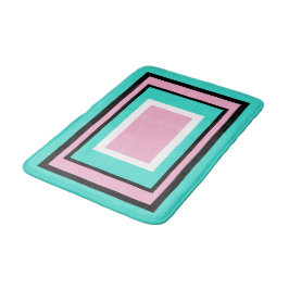 Turquoise Roze Wit Zwart Geometrisch Badmat