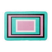Turquoise Roze Wit Zwart Geometrisch Badmat (Voorkant)