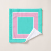 Turquoise roze witte blok patroon bad handdoek (Wasdoekje)