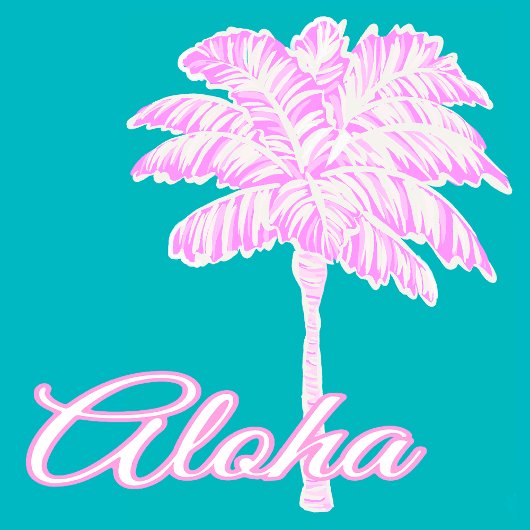 Turquoise Roze Witte Palm Aloha Tropical Strandlaken