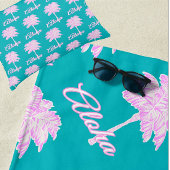 Turquoise Roze Witte Palm Aloha Tropical Strandlaken