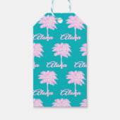Turquoise Roze Witte Palm Aloha Tropisch  Cadeaulabel (Voorkant)