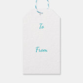 Turquoise Roze Witte Palm Aloha Tropisch  Cadeaulabel (Achterkant)