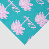 Turquoise Roze Witte Palm Aloha Tropisch Tissuepapier (Detail)