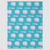Turquoise Roze Witte Palm Aloha Tropisch Tissuepapier (Voorkant)