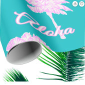 Turquoise Roze Witte Palm Aloha Tropisch Tissuepapier