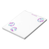 turquoise roze witte volleyballen gepersonaliseerd notitieblok (Linkerzijde)