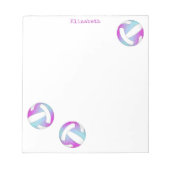 turquoise roze witte volleyballen gepersonaliseerd notitieblok (Voorkant)