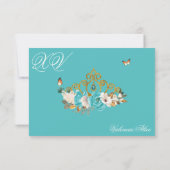 Turquoise Rozen Gold Gemstone Tiara Quinceanera RSVP Kaartje (Achterkant)