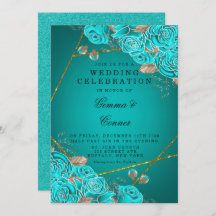 Turquoise Rozen Gold Geometric Wedding