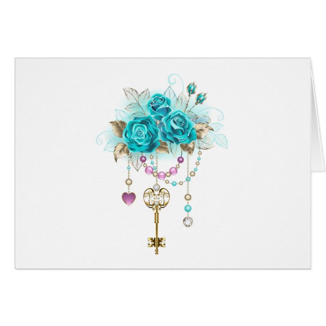 Turquoise-Rozen met Keys (Voorkant Horizontaal)