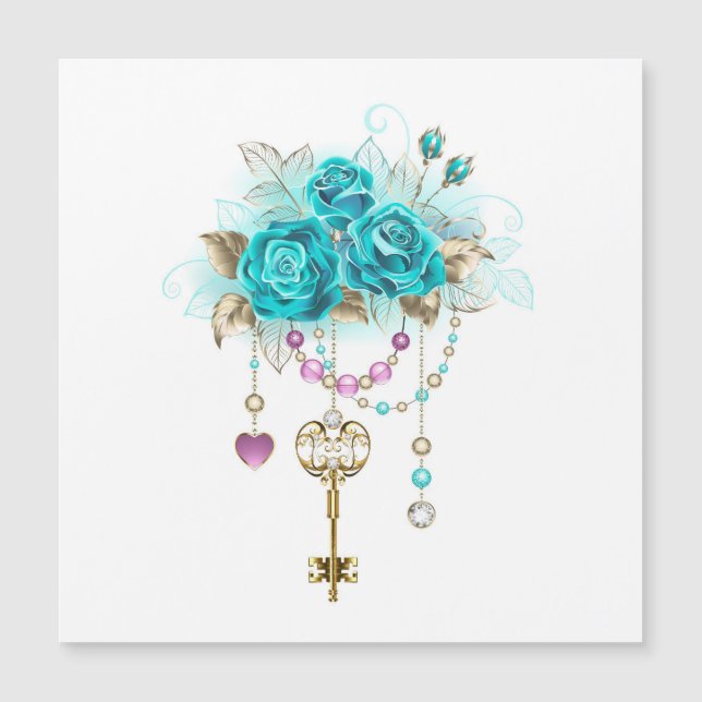 Turquoise-Rozen met Keys (Voorkant)