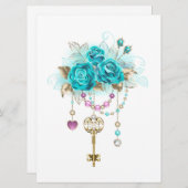 Turquoise-Rozen met Keys Aankondiging (Voorkant / Achterkant)