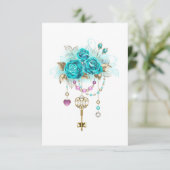 Turquoise-Rozen met Keys Aankondiging (Staand voorkant)