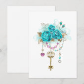 Turquoise-Rozen met Keys Aankondiging (Voorkant / Achterkant)