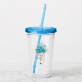 Turquoise-Rozen met Keys Acryl Drinkbeker (Achterkant)