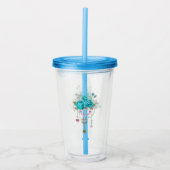 Turquoise-Rozen met Keys Acryl Drinkbeker (Voorkant)