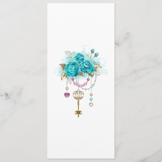 Turquoise-Rozen met Keys Advieskaart (Voorkant)