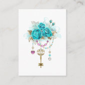 Turquoise-Rozen met Keys Advieskaart (Voorkant)