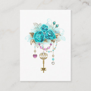 Turquoise-Rozen met Keys Advieskaart