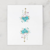Turquoise-Rozen met Keys Afsprakenkaart (Buitenkant ongevouwen)