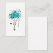 Turquoise-Rozen met Keys Afsprakenkaartje (Voorkant / Achterkant)