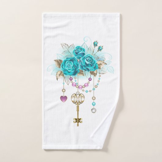 Turquoise-Rozen met Keys Bad Handdoek (Handdoek)