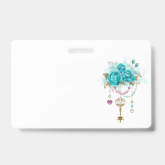 Turquoise-Rozen met Keys Badge (Voorzijde)