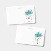 Turquoise-Rozen met Keys Badge (Voor- en achterkant)