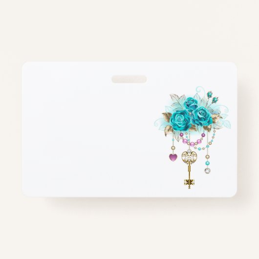 Turquoise-Rozen met Keys Badge (Voorkant)