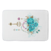 Turquoise-Rozen met Keys Badmat (Voorkant)