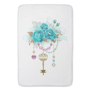 Turquoise-Rozen met Keys Badmat
