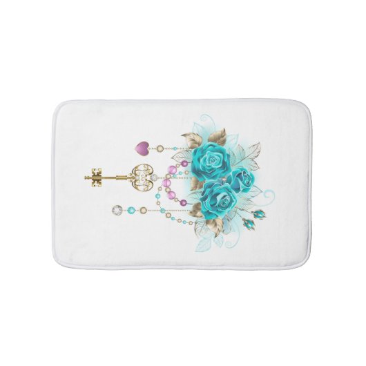 Turquoise-Rozen met Keys Badmat (Voorkant)