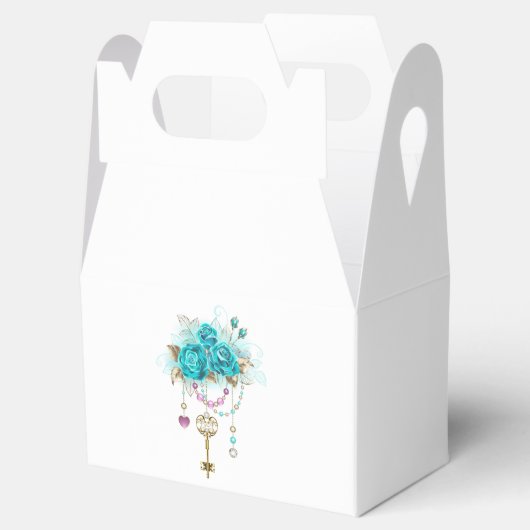 Turquoise-Rozen met Keys Bedankdoosjes (Geopend)