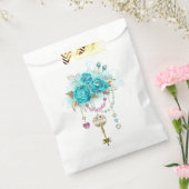 Turquoise-Rozen met Keys Bedankzakje (Gezegeld)