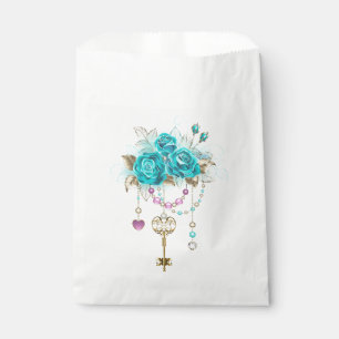 Turquoise-Rozen met Keys Bedankzakje