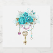 Turquoise-Rozen met Keys Bier Etiket (Enkel label)